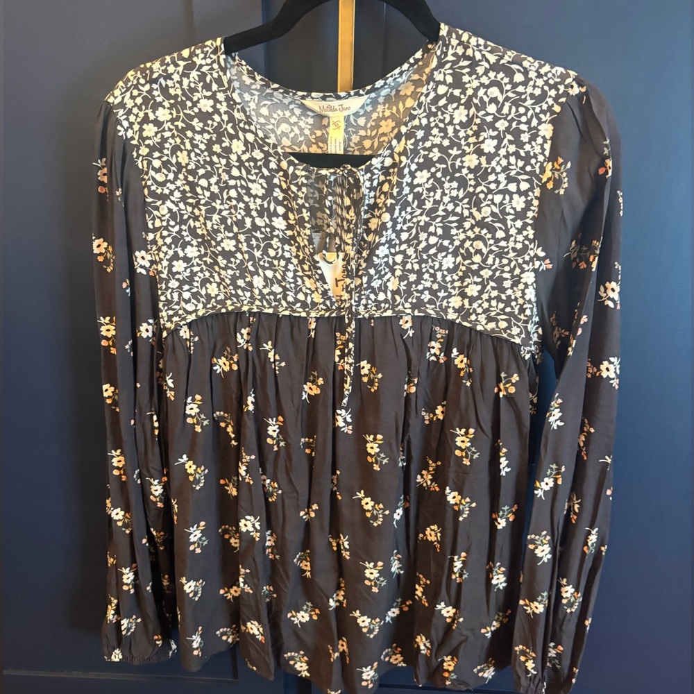 Matilda Jane Gray and Cream Floral Blouse